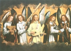 Hans MEMLING 'le Christ entoyure par les anges'(Aile droite)
